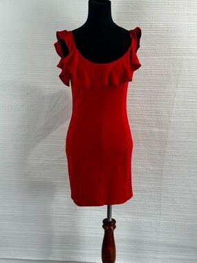 Style Rack Red Ruffle Bodycon Dress – Romantic Date Night Glam SZ M